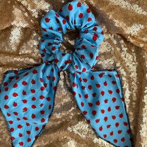 Ladybugs Hair Scrunchie W/Scarf Handmade